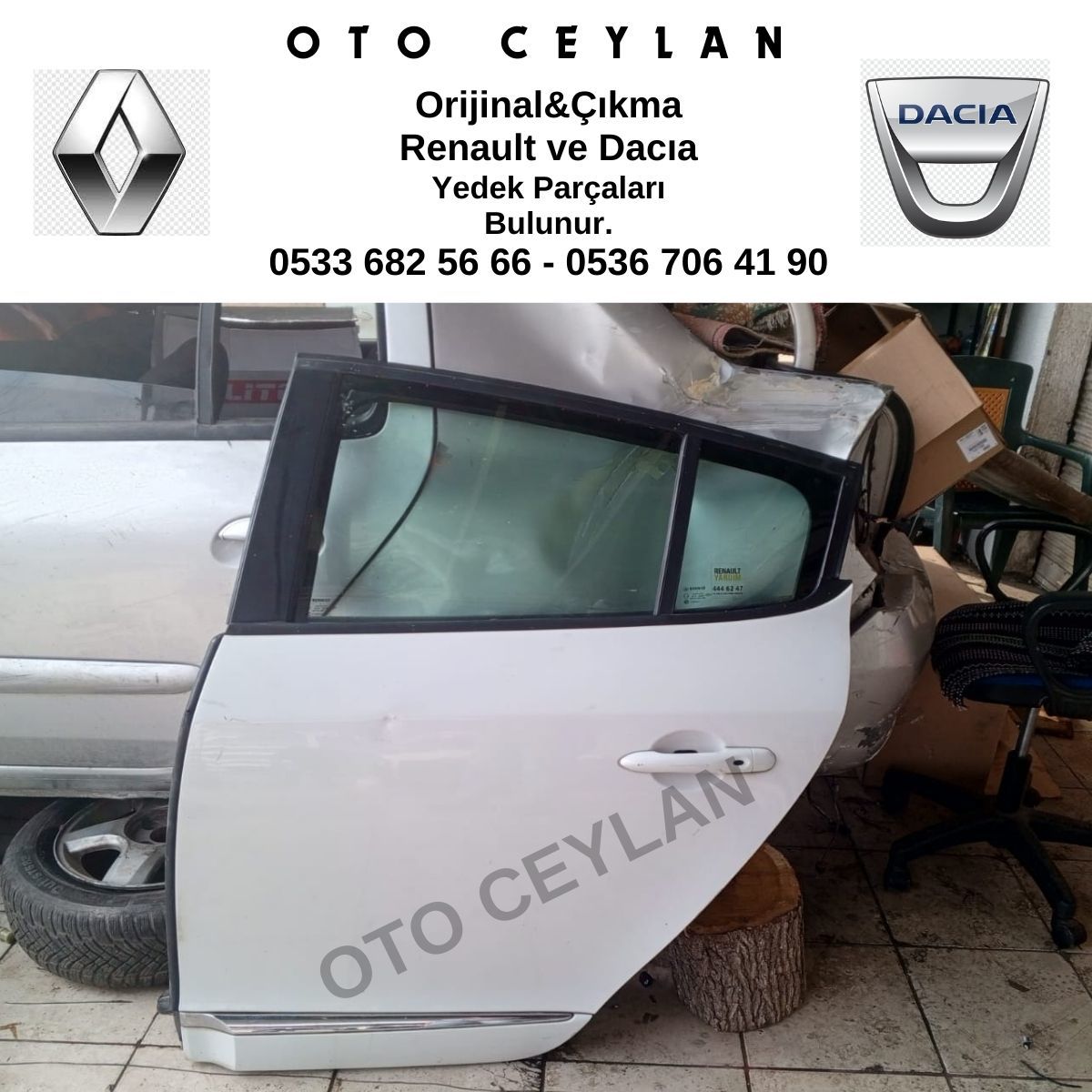 Megane 3 Sol Arka Kapı Orijinal Çıkma