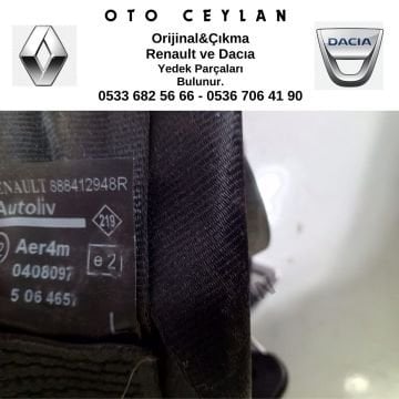 888412948R Megane 3 Sol Arka Emniyet Kemeri Orijinal Çıkma
