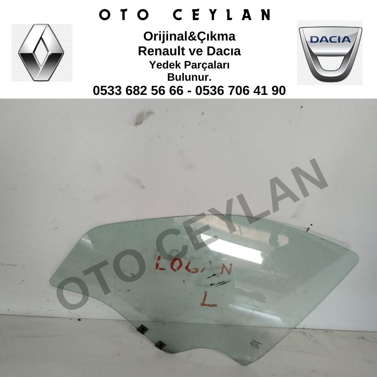 Logan Sol Ön Kapı Camı Orijinal Çıkma