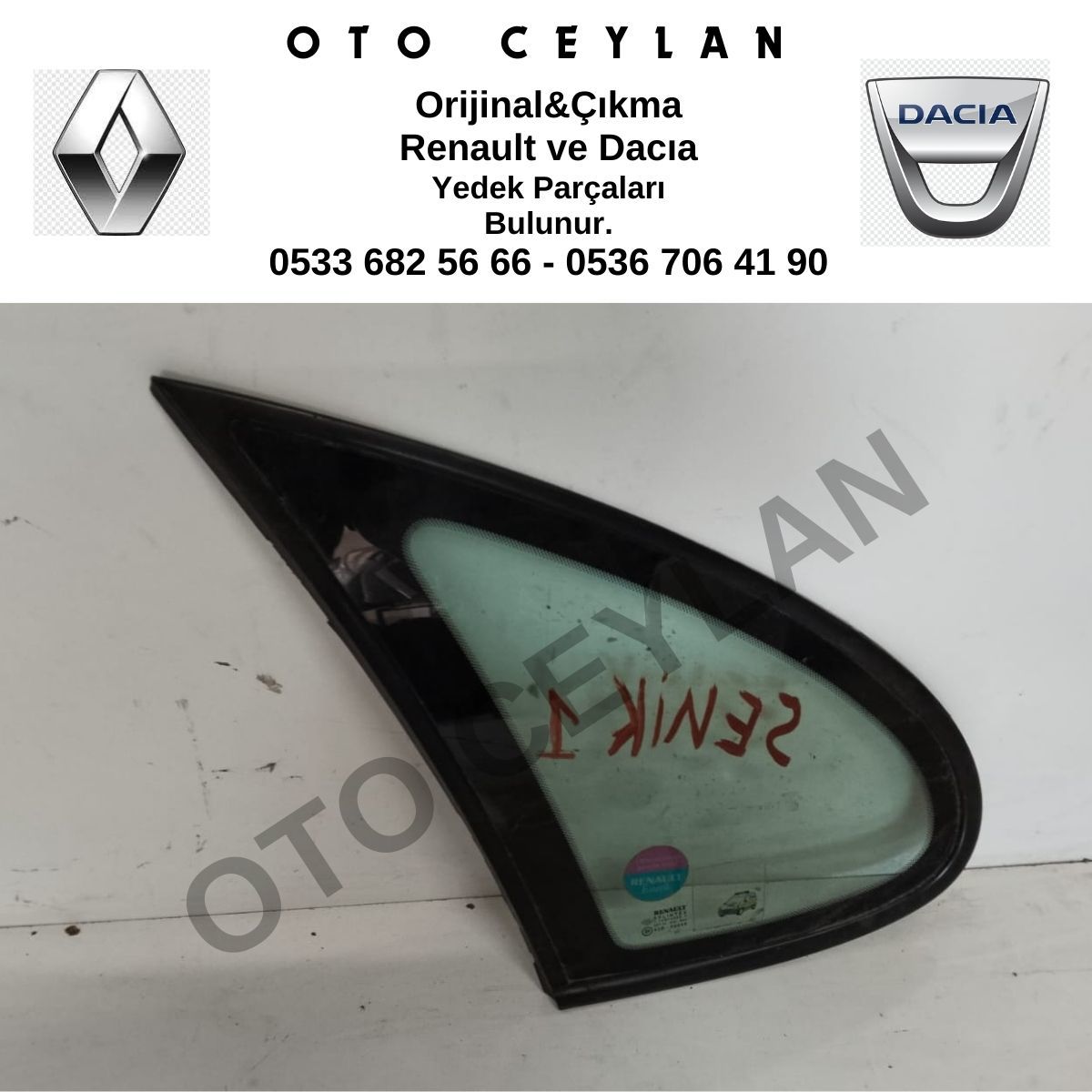 Scenic Sol Arka Kelebek Camı Orijinal Çıkma