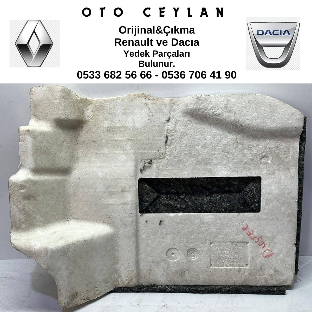 749412372R Duster Ön Alt Taban Köpüğü Çıkma Orjinal