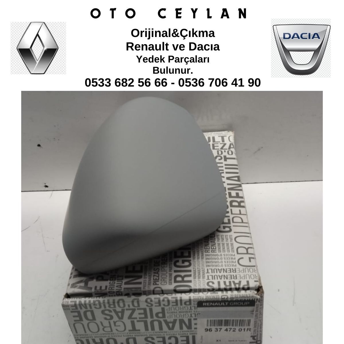 963747201R CLIO 4 SAĞ DİKİZ AYNA KAPAĞI LEDLİ TİP SIFIR ORİJİNAL