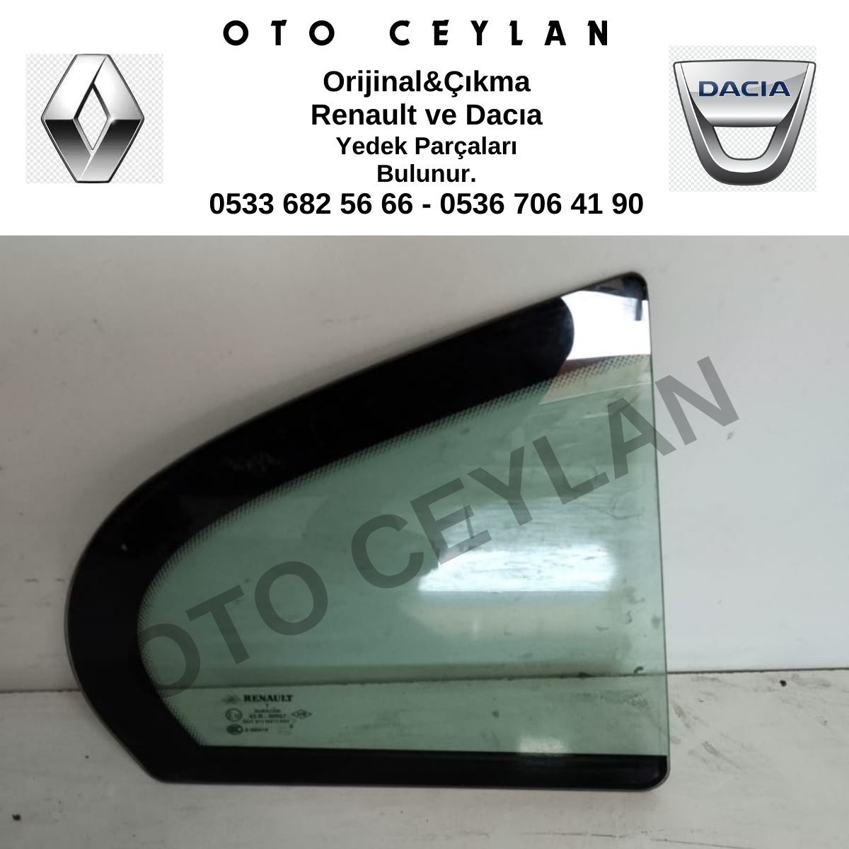 Megane 3 Sağ Arka Kelebek Camı Orijinal Çıkma