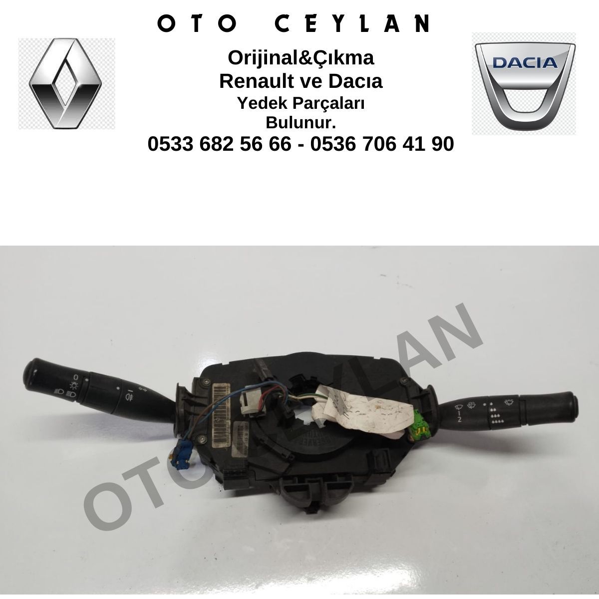 8200216465 Megane 2 Sedan İkaz Kol Grubu Komple Far Sinyal Kolu Airbag Sargısı Orijinal Çıkma