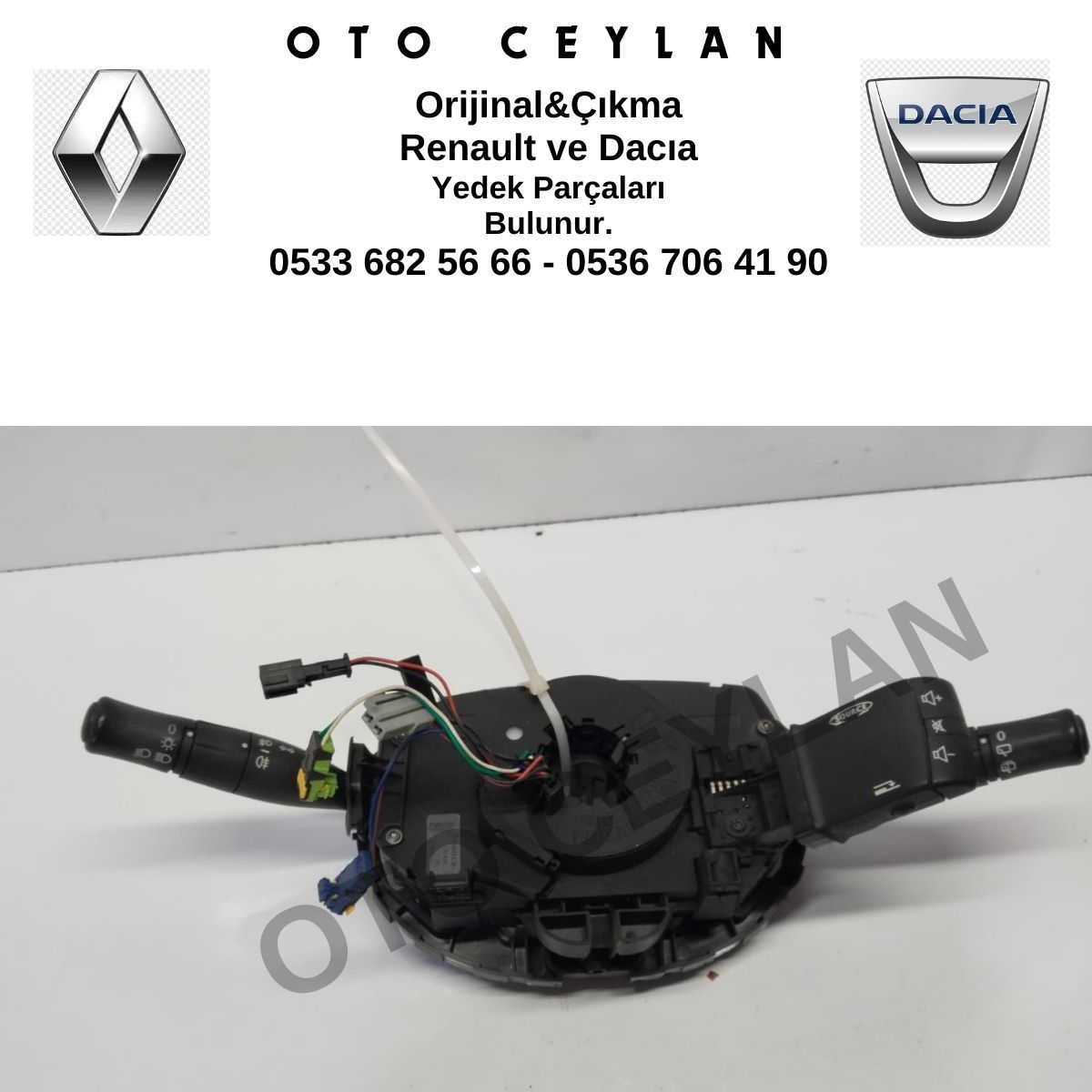 8200216465 Megan 2 Sedan İkaz Kol Grubu Komple Far Sinyal Kolu Airbag Sargısı Orijinal Çıkma