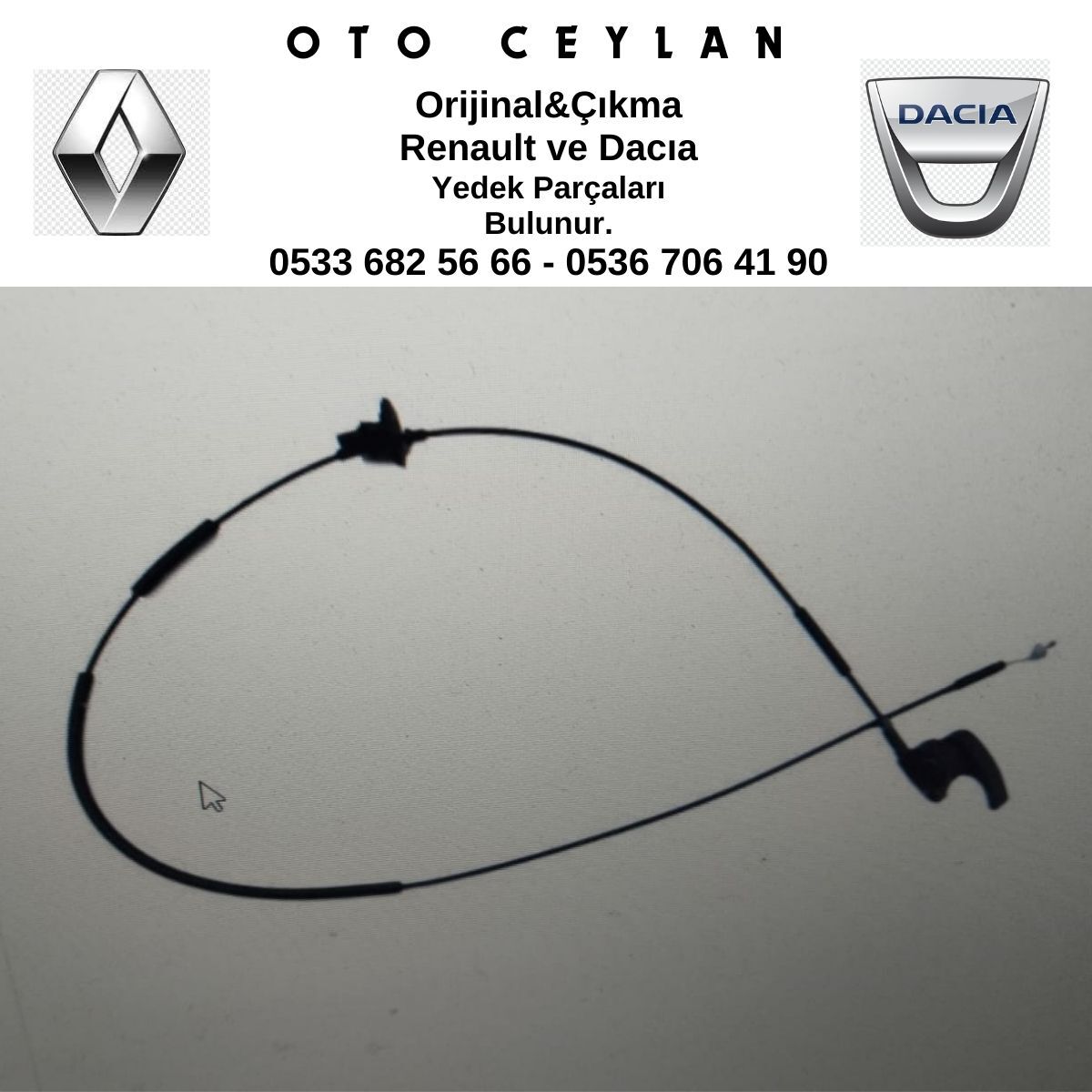 656201310R DOKKER LODGY MOTOR KAPUT AÇMA TELİ SIFIR ORİJİNAL