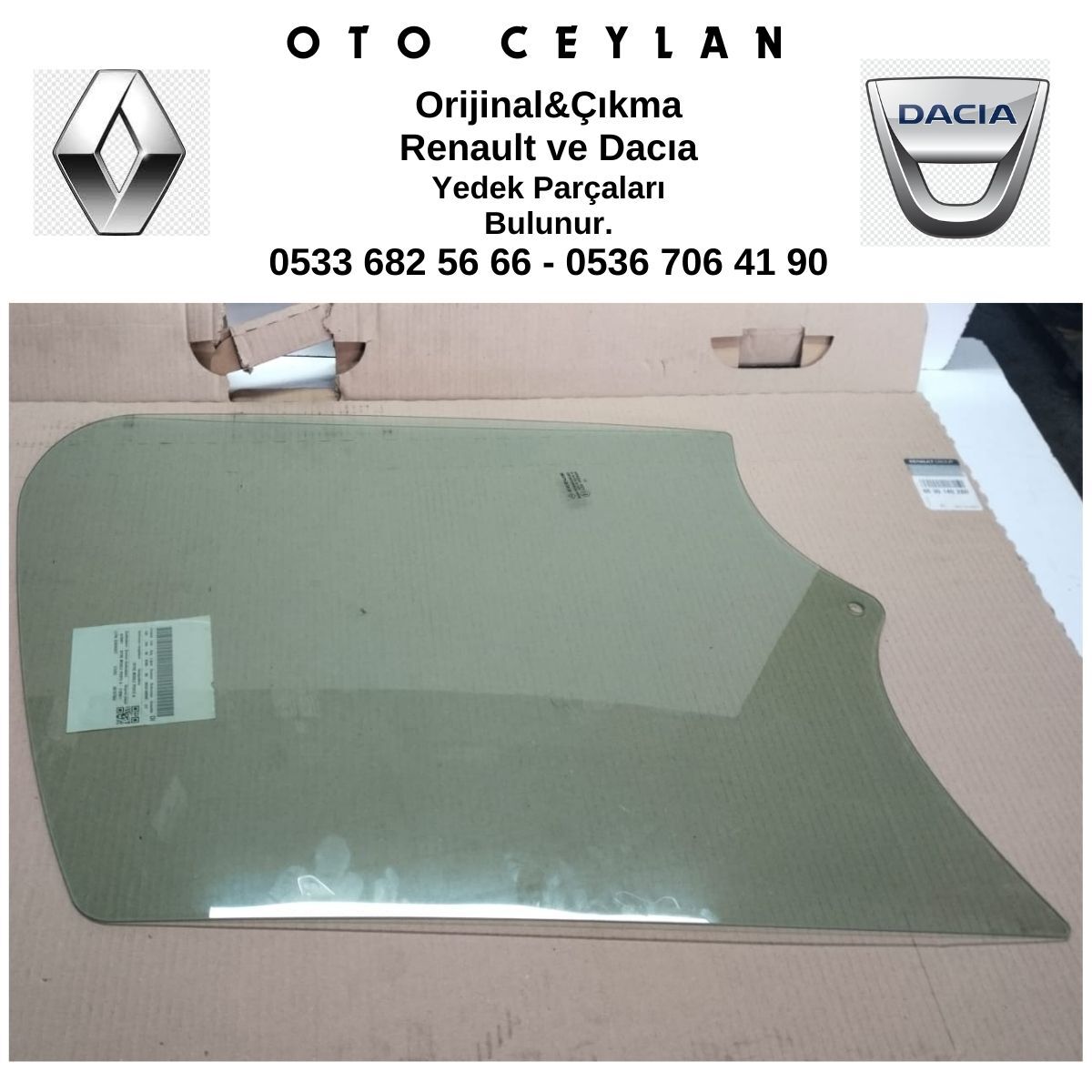 803014028R TRAFIC 3 SOL ÖN KAPI CAMI SIFIR ORİJİNAL