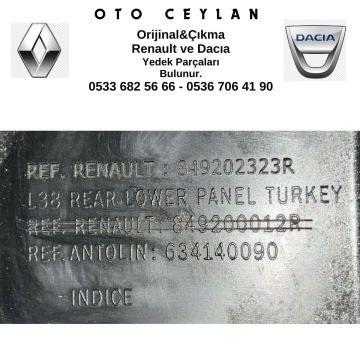 634140090 Fluence Arka Bagaj Eşik Kaplaması Çıkma Orjinal