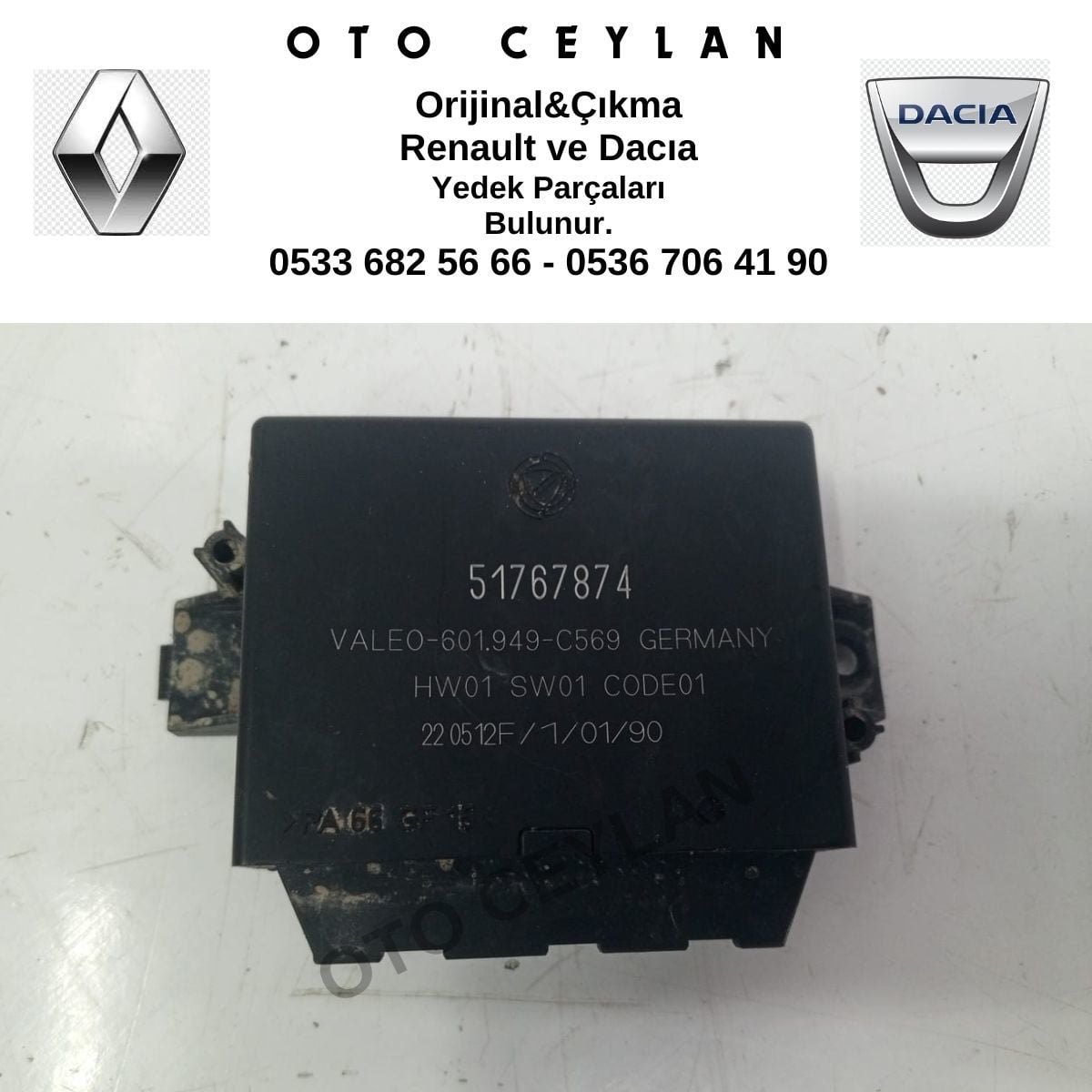 51767874 Doblo Park Sensör Beyni Orijinal Çıkma