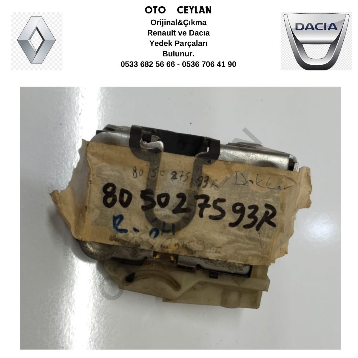 805027593R Dokker Sağ Ön kapı Kilidi Motorsuz Orijinal Sıfır