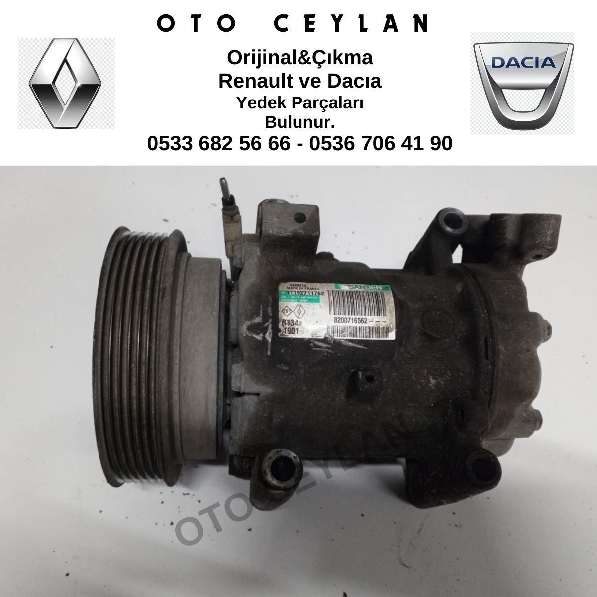 8200716562 Clio 2 1.5 Klima Kompresör Orijinal Çıkma