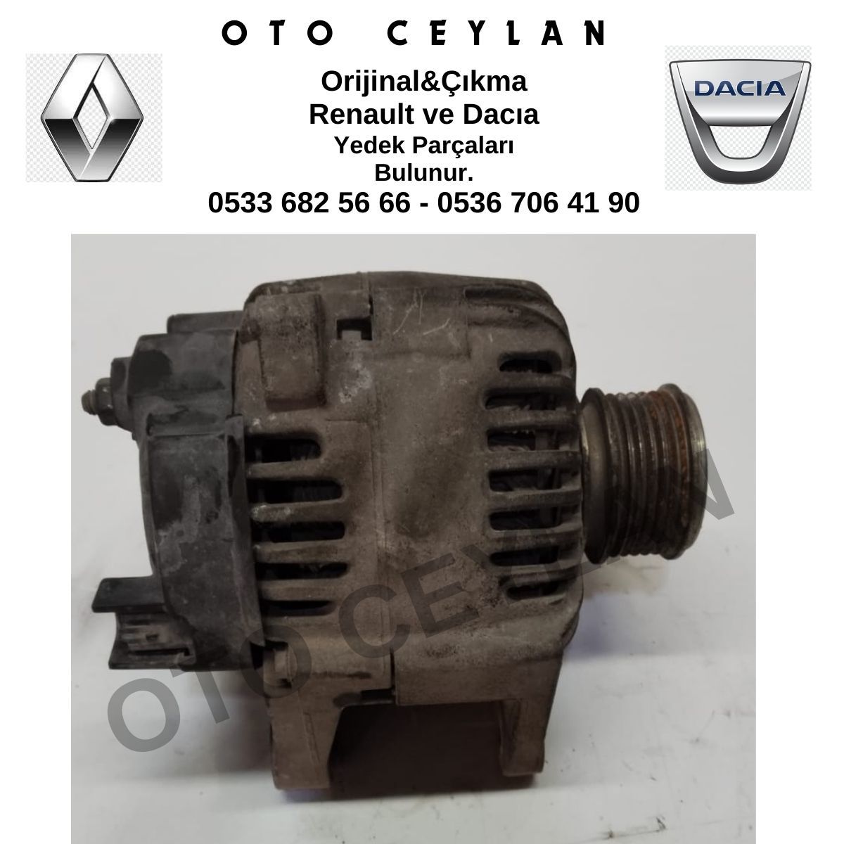 8200100907 Clio 2 Megane 2 Alternatör Şarj Dinamosu Çıkma Valeo Marka