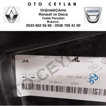 260100067R Dacia Duster Sağ Far Sıfır Orjinal Hafif Hatalı