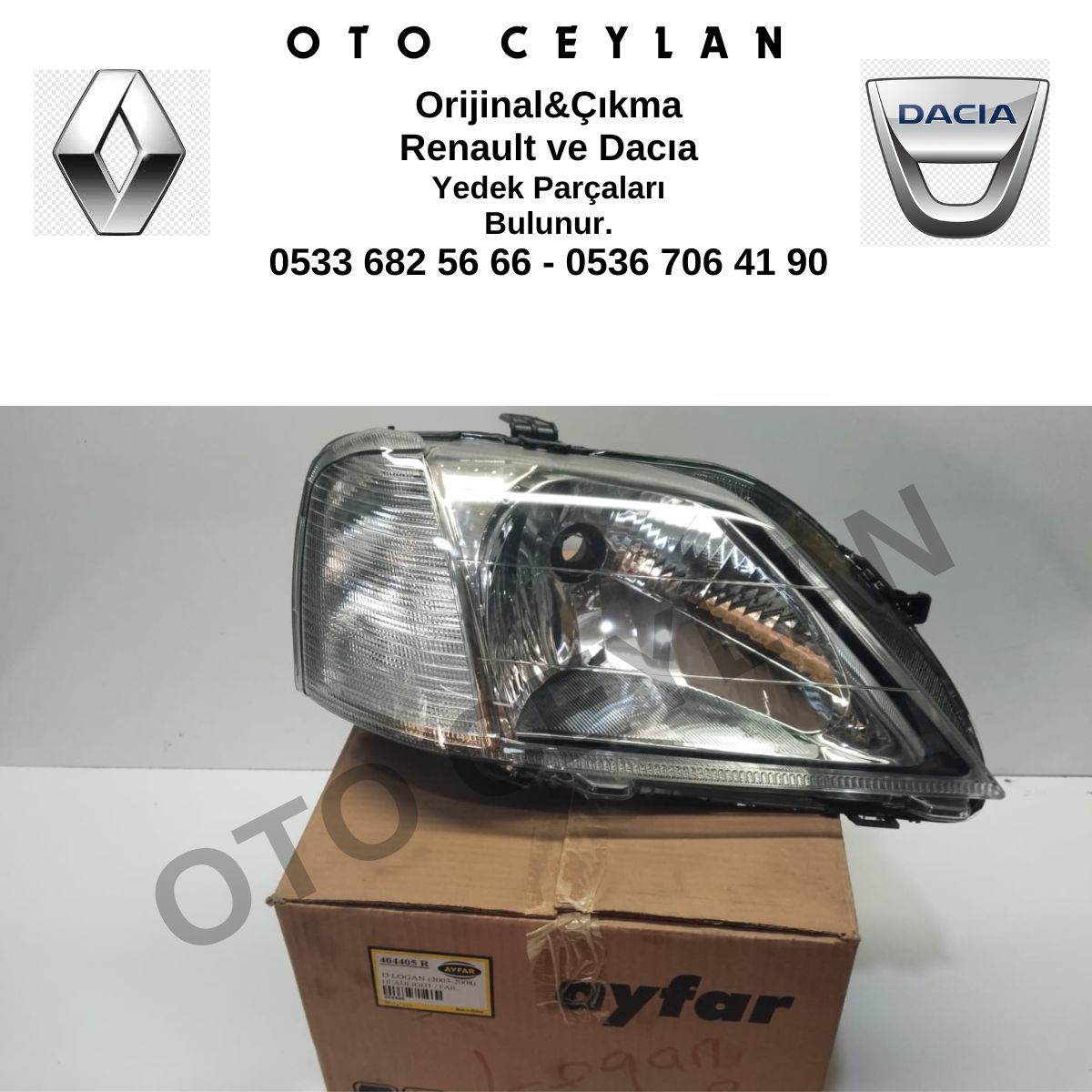 Ayfar 404405 Logan Far Sağ Sıfır Yerli Üretim