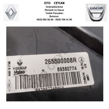 265500008R Megan 3 Coupe Sağ Arka Dış Stop Sıfır Orijinal (Hafif Hatalı)