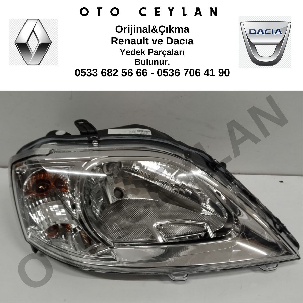 8200744754 Dacia Logan Sağ Far Sıfır Orjinal Hafif Hatalı