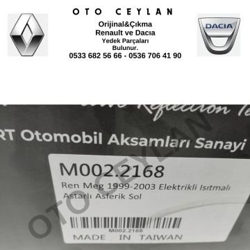 M002.2168 Megane Dış Ayna Sol Elektrikli Isıtma Astarlı Asferik Sıfır Art Marka İthal