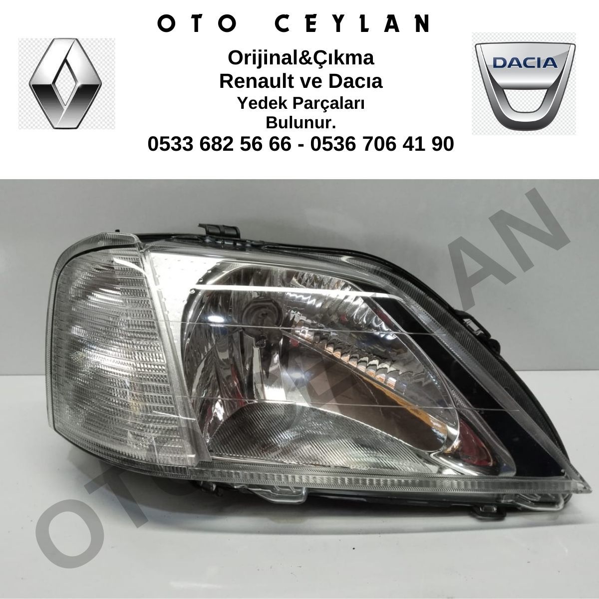 6001546789 Dacia Logan Sağ Far Sıfır Orjinal Tamirli