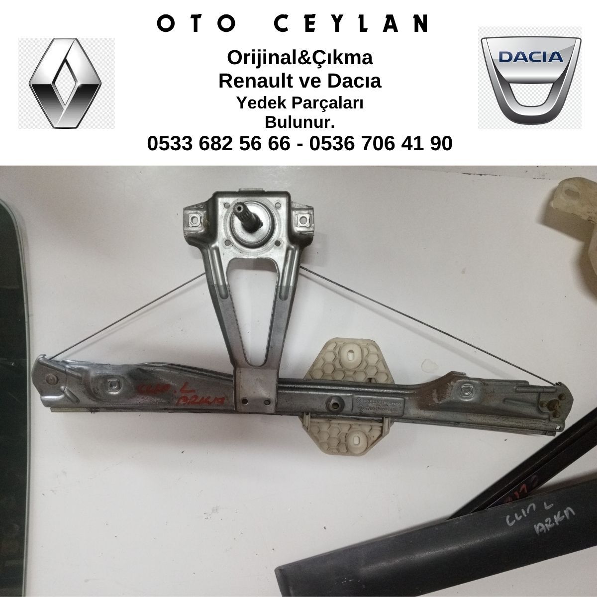 CLIO SOL ARKA KAPI CAM KRİKOSU ÇIKMA