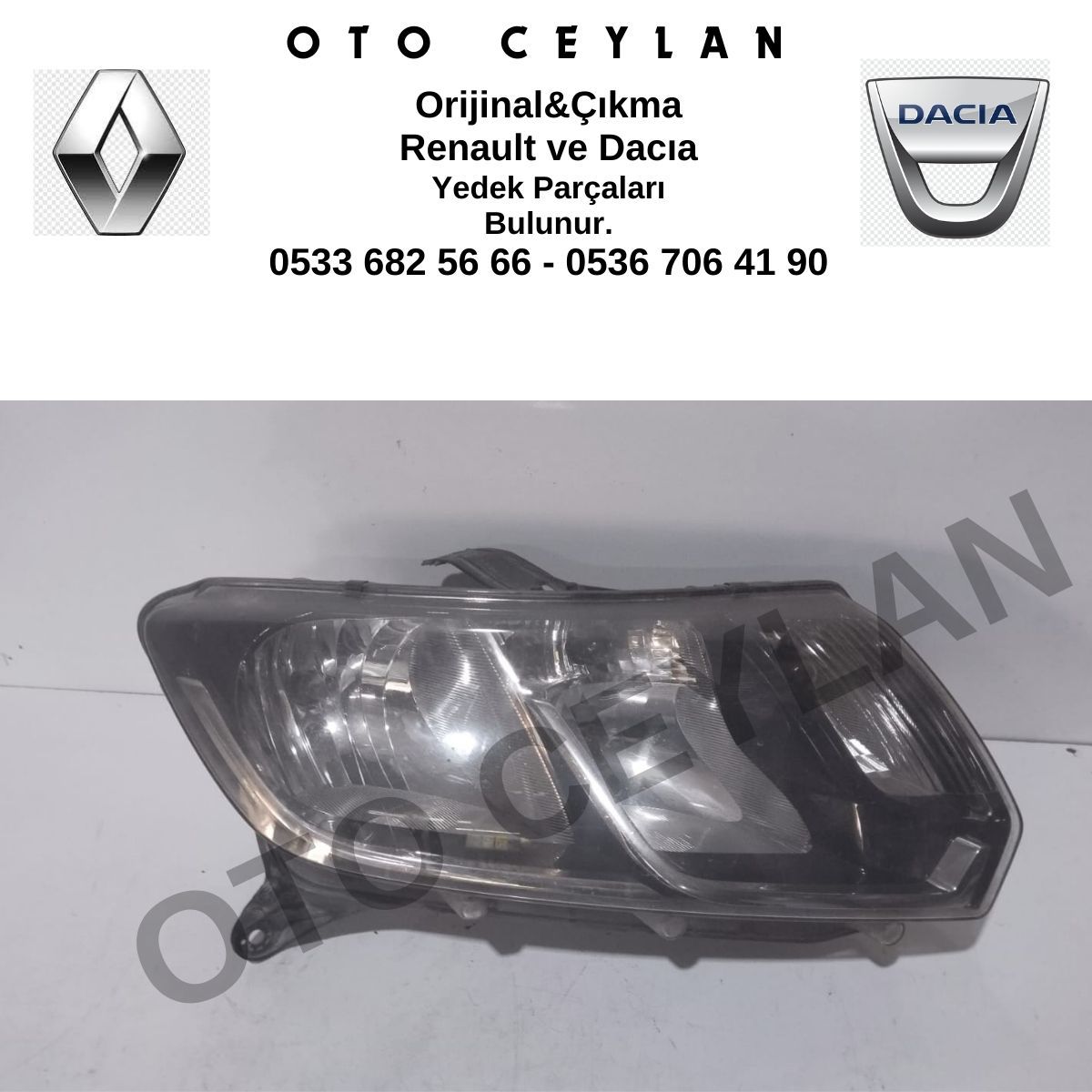 260106223R Yeni Sandero Sağ Far Ledsiz Orijinal Çıkma