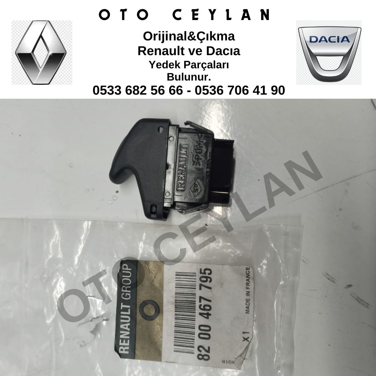 8200467795 Clio 2 Symbol Thalia Cam Açma Düğmesi Orijinal Sıfır